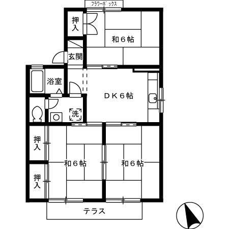 リビエラ南A(2LDK/1階)の間取り写真
