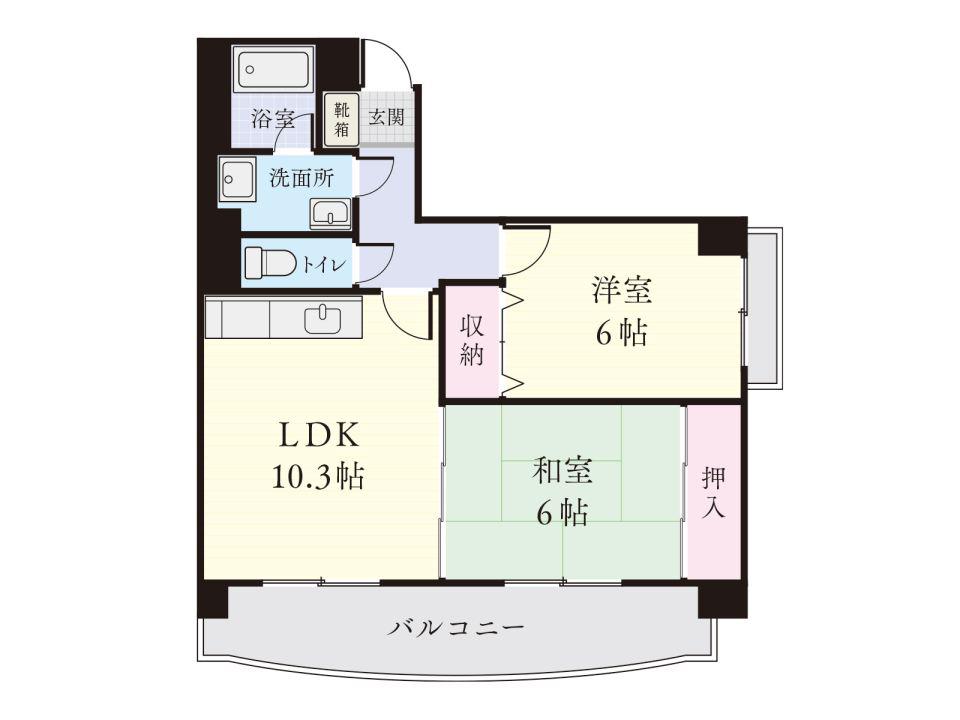 アルテール国料(2LDK/2階)の間取り写真