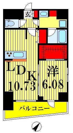 S-RESIDENCE千住大橋(1LDK/3階)の間取り写真