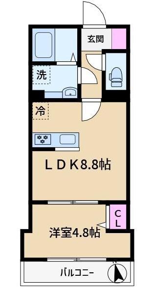アローマ王子本町(1LDK/2階)の間取り写真