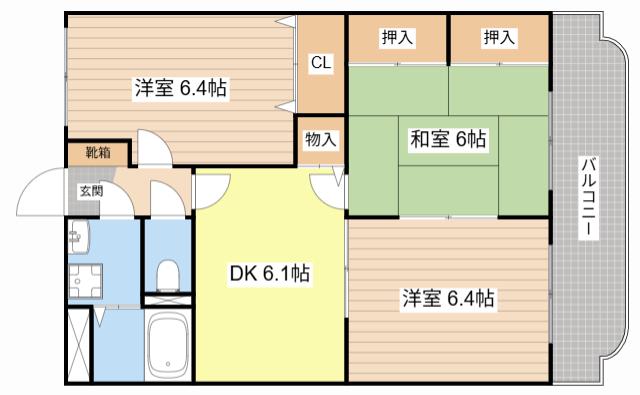 エトワール弐番街壱号館(3DK/2階)の間取り写真