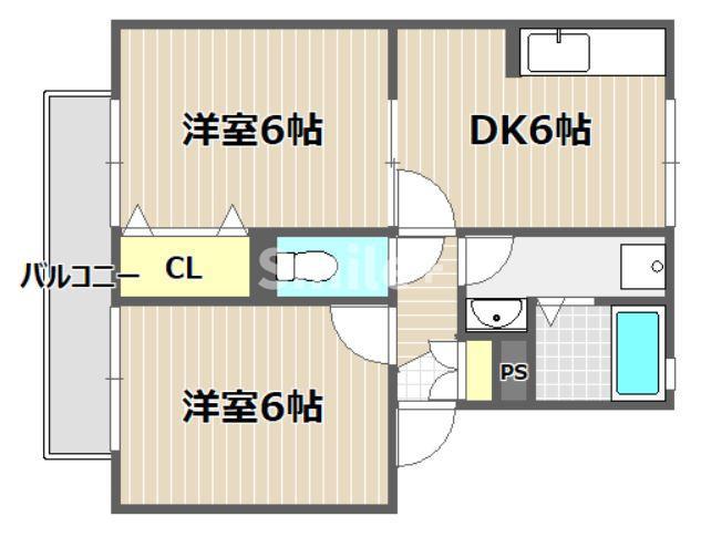 アルテール(2DK/2階)の間取り写真