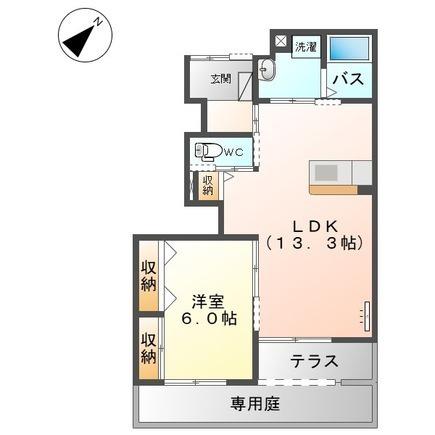スカイグレイス(1LDK/1階)の間取り写真