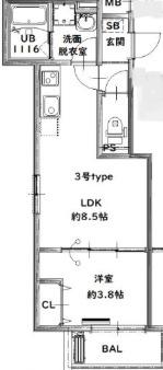 D PORTA GRACIA(1LDK/1階)の間取り写真