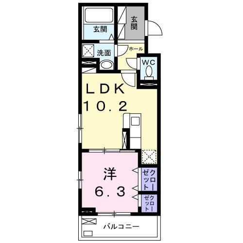 ベラ ヴィータ(1LDK/2階)の間取り写真