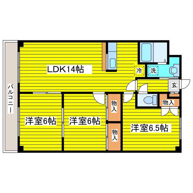 元町ガーデン(3LDK/2階)の間取り写真