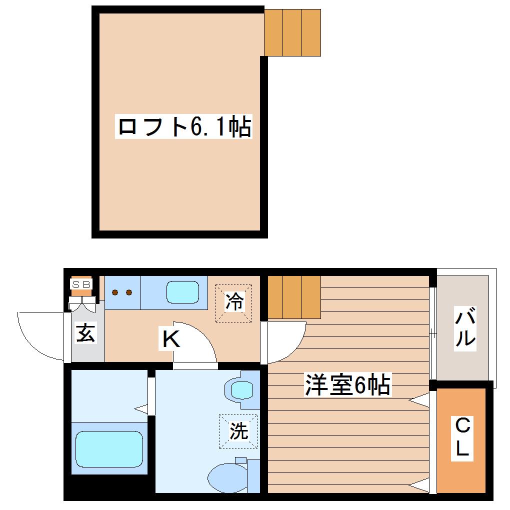 ヴァルムファーデン(1K/2階)の間取り写真