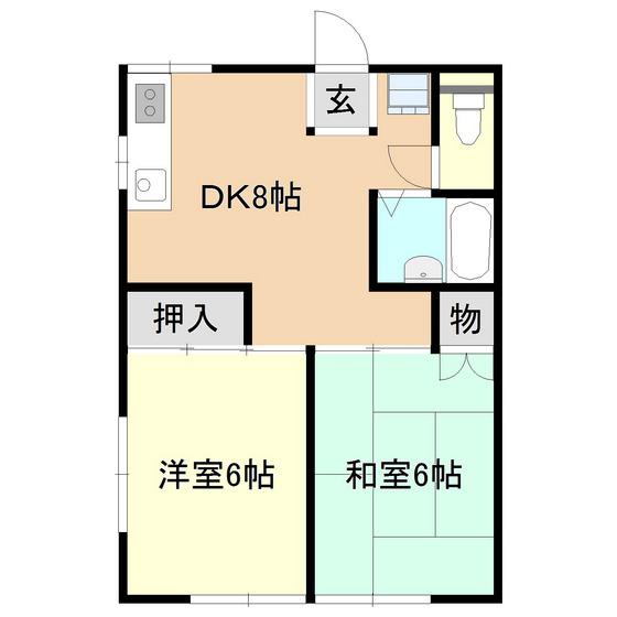 オーキットハイツ(2DK/1階)の間取り写真