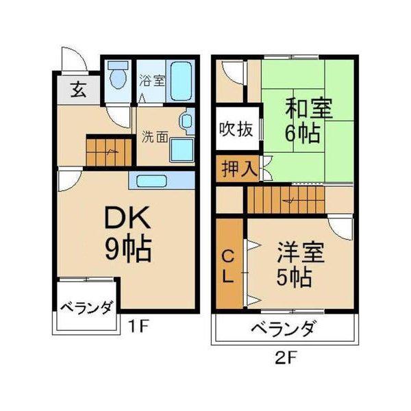 マンションタイムII(2DK/1階)の間取り写真