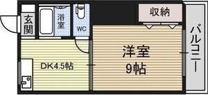 コーポ松重(1DK/4階)の間取り写真