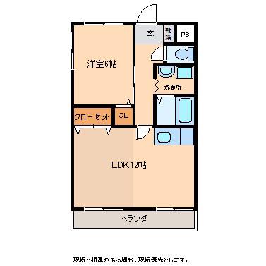 ソフィアケートヨコカワ(1LDK/2階)の間取り写真
