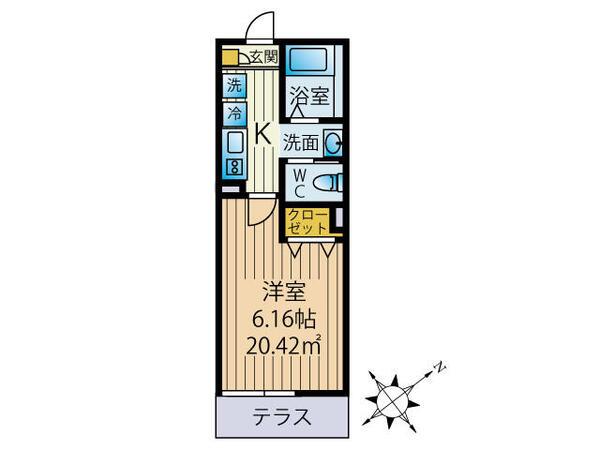シャイネクス高砂(1K/2階)の間取り写真