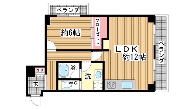 御影城ノ前パーク・ハイム(1LDK/1階)の間取り写真