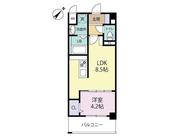 エルグランド東比恵(1LDK/6階)の間取り写真