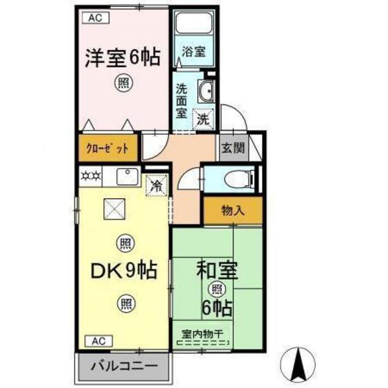 セジュール静(2DK/1階)の間取り写真