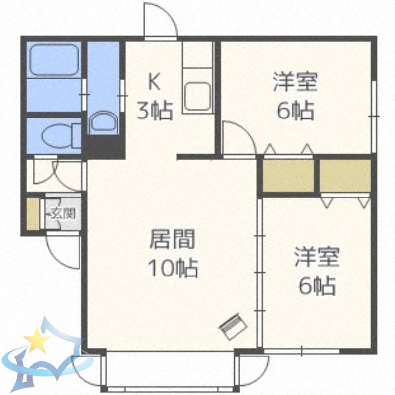 ルミエール高田(2LDK/2階)の間取り写真