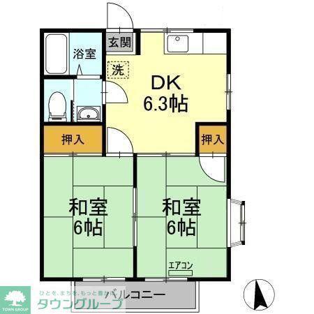 第2山治ハイツ(2DK/2階)の間取り写真