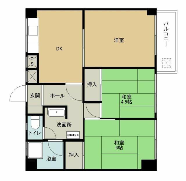 ジョイフルマンション(3DK/3階)の間取り写真