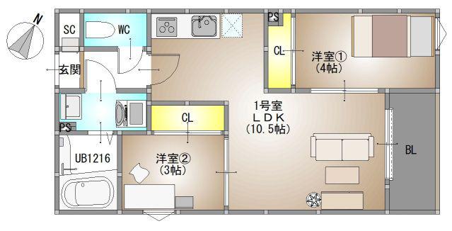 REGALEST 藤原光町(2LDK/3階)の間取り写真