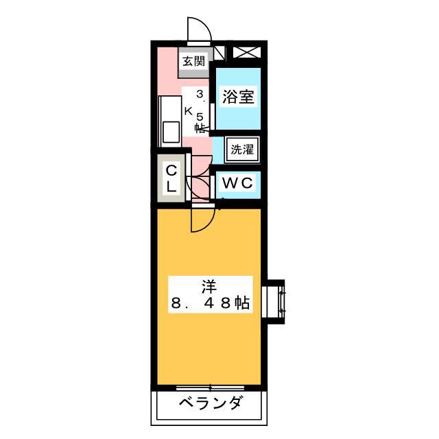 フリオフラッシュ(1K/2階)の間取り写真