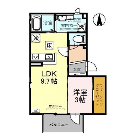 フェアリー沖町(1LDK/1階)の間取り写真