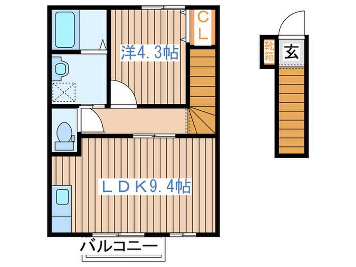 LIFE FIELD F(1LDK/2階)の間取り写真
