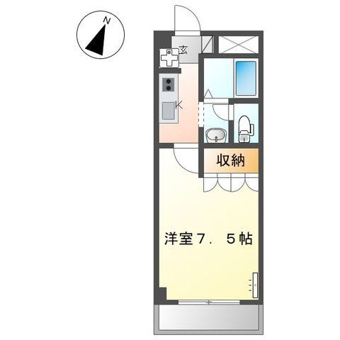 ヴェルデュール(1K/2階)の間取り写真