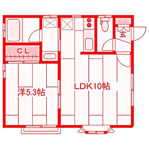 ラーク南(1LDK/2階)の間取り写真