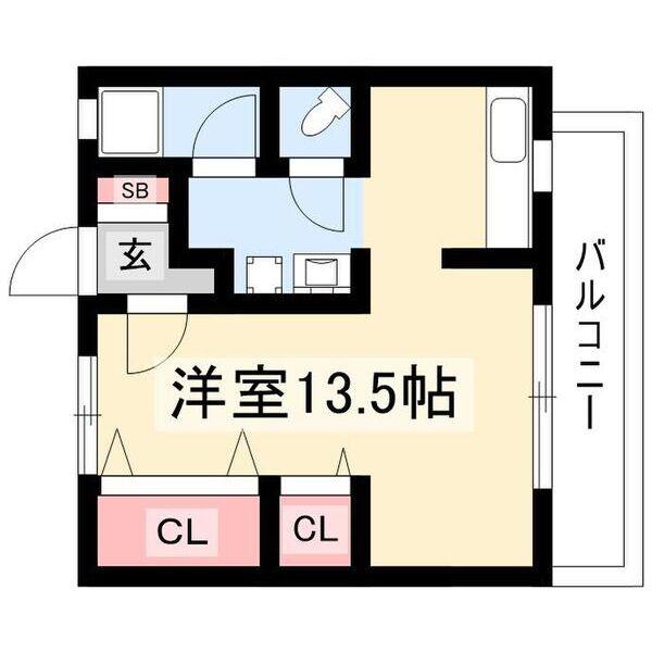 パールマンション月ヶ丘(ワンルーム/2階)の間取り写真