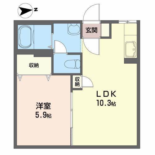 ファミール浅岸(1LDK/1階)の間取り写真