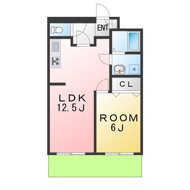川之上ビル弐番館(1LDK/1階)の間取り写真