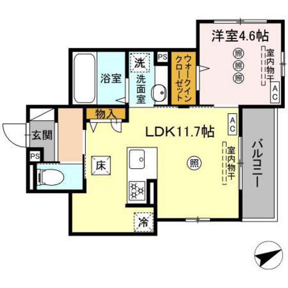 リベルタ三篠(1LDK/1階)の間取り写真