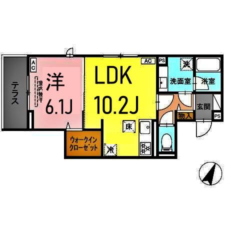 D PAINA 保土ケ谷(1LDK/1階)の間取り写真