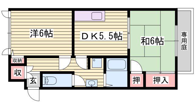 カサベルデTYO I(2DK/1階)の間取り写真