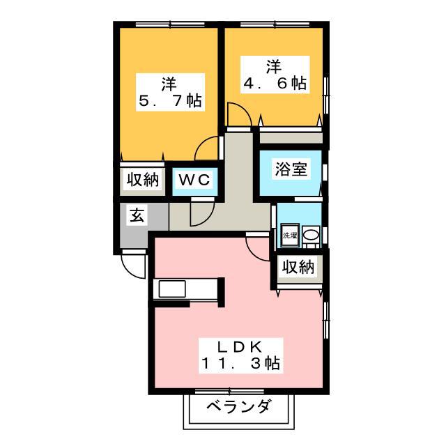 シンフォニーB(2LDK/2階)の間取り写真
