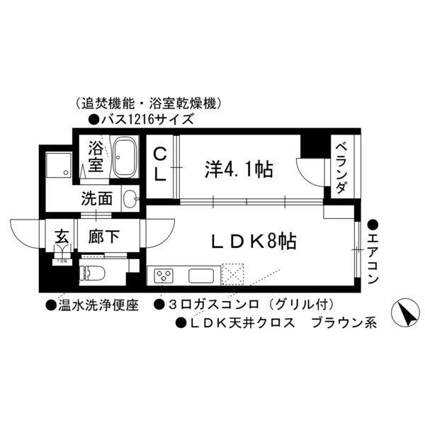 PURA VIDA 幅下(1LDK/4階)の間取り写真