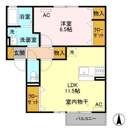 リビングタウン古河南E(1LDK/2階)の間取り写真