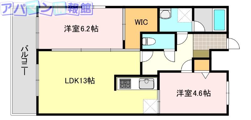 KOKOMO天神尾(2LDK/2階)の間取り写真