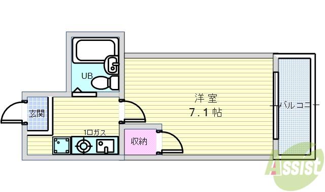シャトレーツカサ(1K/3階)の間取り写真