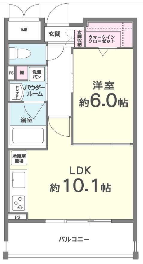 LE・SEL 上町台(1LDK/5階)の間取り写真