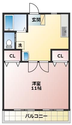 LIFEリバティ(1DK/1階)の間取り写真