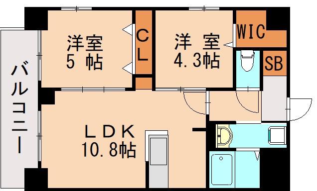 S-RESIDENCE名島(2LDK/3階)の間取り写真