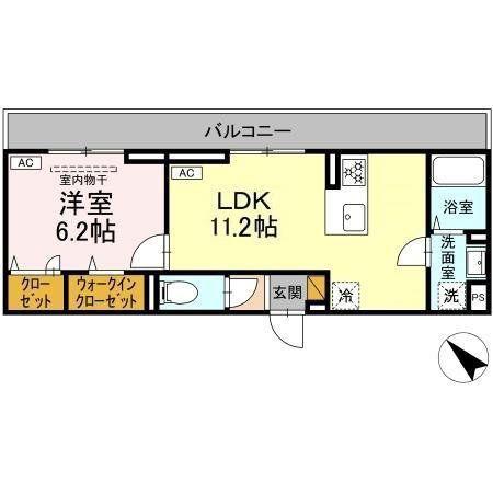 D-SOLACE新千葉3丁目(1LDK/2階)の間取り写真