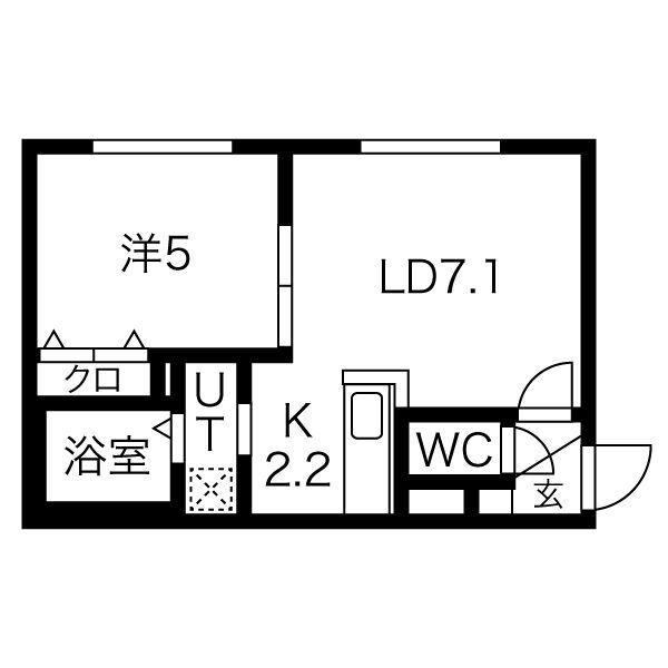 グランド北32条(1LDK/1階)の間取り写真