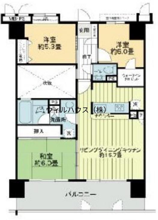 ライオンズマンション三国ヶ丘(3LDK/6階)の間取り写真