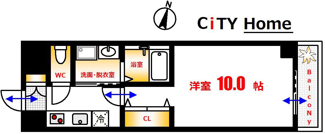GRACE TOKAICHI CITY(1K/3階)の間取り写真