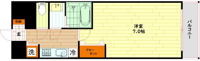 プレサンス水都OKAWA(1K/8階)の間取り写真
