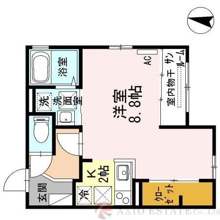 キューブコート東三国(1K/1階)の間取り写真