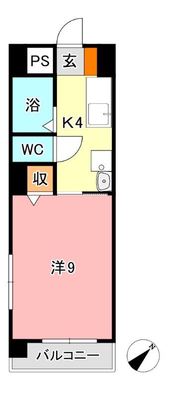 アークハイツ内山下(1K/2階)の間取り写真
