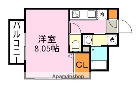 AS郡元(1K/4階)の間取り写真